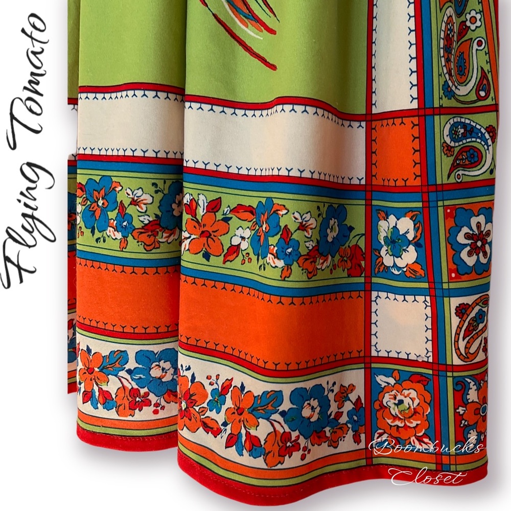 Flying Tomato Floral Multicolor Green Orange Dress Small - Picture 11 of 16